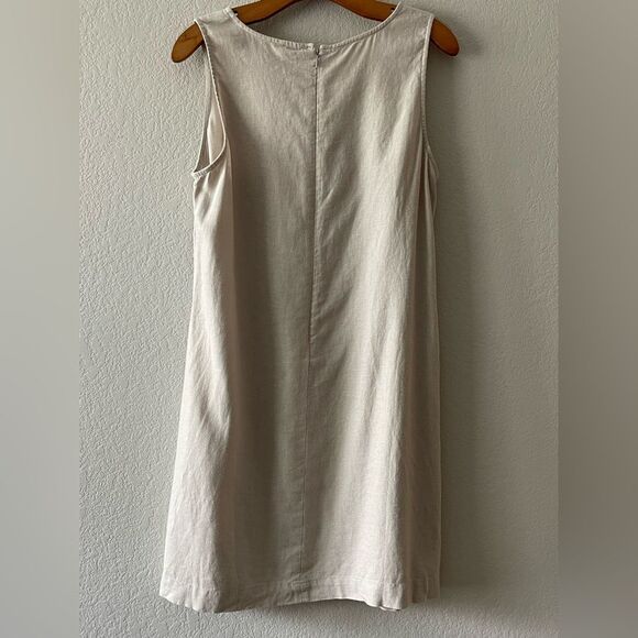 J Crew Factory NWT Linen Blend Shift Mini Dress Size  10 in Silver Sand - Picture 11 of 13